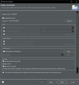 Creating a New Java Project in Eclipse