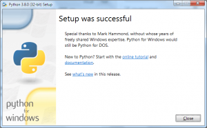 Successful installation of Python on Windows