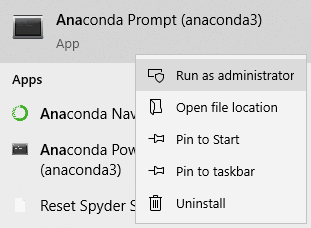 Anaconda Prompt - Run as administrator