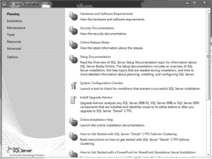 SQL Server Installation Center