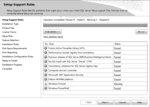 Summary of Setup Support Rules page