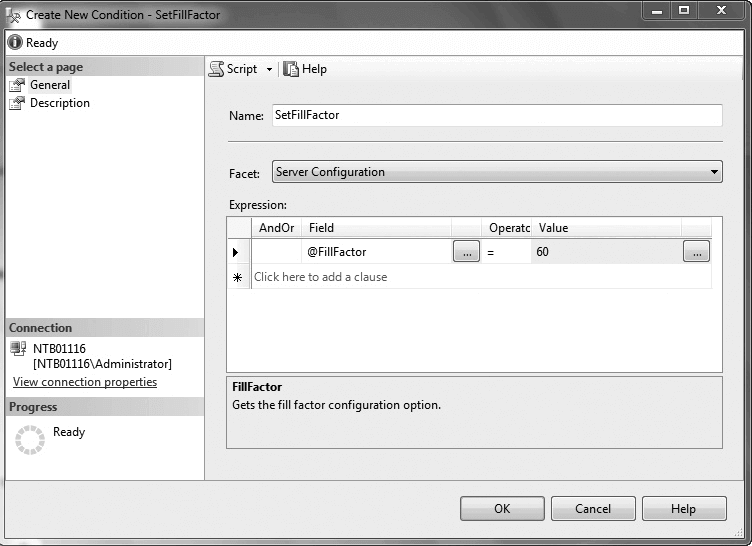 The Create New Condition dialog box