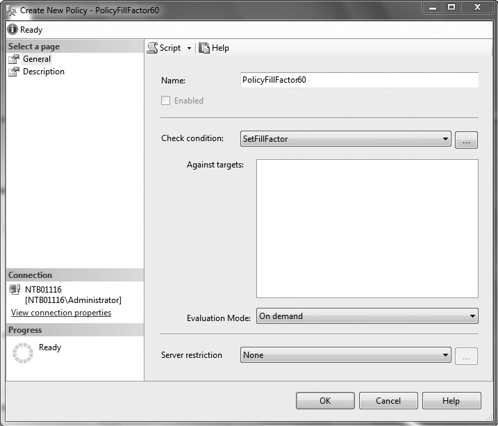 The Create New Policy dialog box