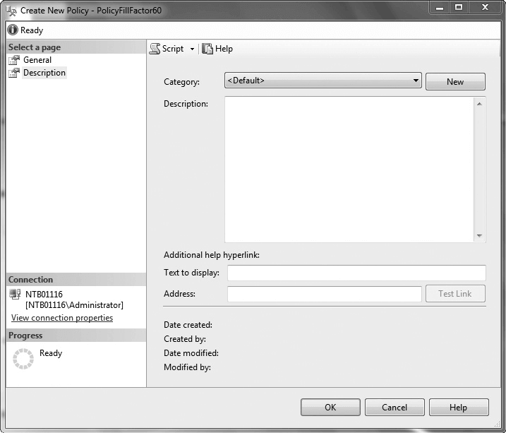 Description page of the Create New Policy dialog box