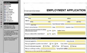 Software allows a user to take an existing form, scan it into the computer, and define fields so that the form can be easily filled out on a PC.