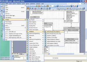 Example of nested pull-down menus with shortcut keys from Microsoft Visio Professional.