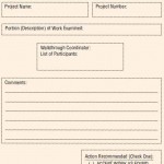 A form to document structured walkthroughs; walkthroughs can be done whenever a portion of coding, a system, or a subsystem is complete.