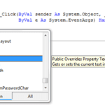 Viewing the members of a control in the IntelliSense drop-down list