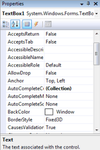 Properties of a TextBox Control