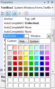 Setting a color property in the Properties Window