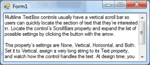 A TextBox control displaying multiple text lines
