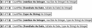 The overloaded forms of the CountFiles() function