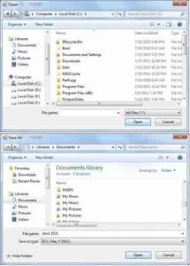 The Open and Save As common dialog boxes