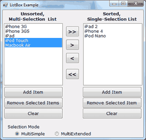 Adding and removing items from a ListBox control