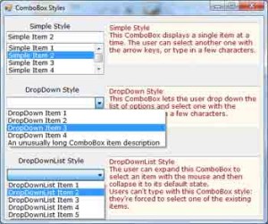 VB.NET ComboBox control's differect styles