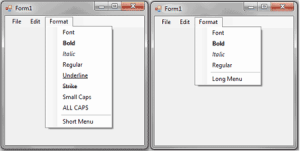 The two versions of the Format menu