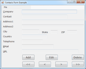 An example for using the Form for the contact details