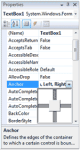 The settings of the Anchor property
