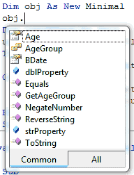 The members of the class are displayed automatically by the IDE, as needed.