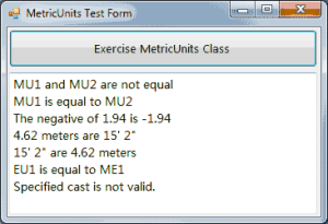 Exercising the members of the MetricUnits class