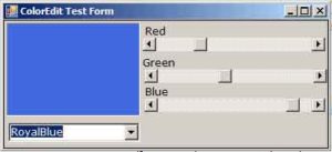 The ColorEdit control on a test form