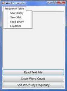 The WordFrequencies project uses serialization to persist word frequencies between sessions.