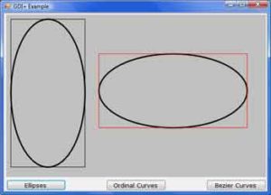 Two ellipses with their enclosing rectangles